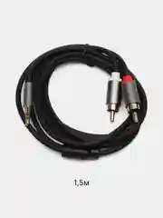 Серый меланж аудио кабель AUX тюльпаны 3.5 мм RCA 2 (папа) - 3.5 Jack (папа), от 1м и до 20м