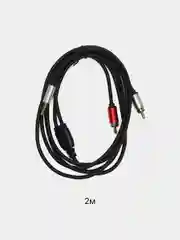 Багровый аудио кабель AUX тюльпаны 3.5 мм RCA 2 (папа) - 3.5 Jack (папа), от 1м и до 20м