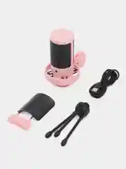 Розовый микрофон игровой студийный конденсаторный для ПК с RGB-подсветкой