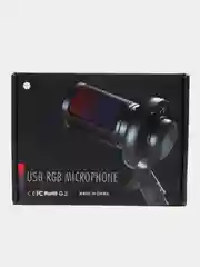 Розовый микрофон игровой студийный конденсаторный для ПК с RGB-подсветкой