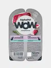 АльфаПет WOW 80г утка с потрошками сочные ломтики в соусе д/кошек c чувств. пищев.