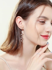 Длинные вечерние серьги листья, со стразами, 2 в 1, серьги женские