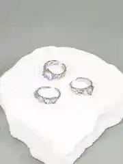 Аметистовый комплект колец с "Лунным камнем", набор из 3 штук