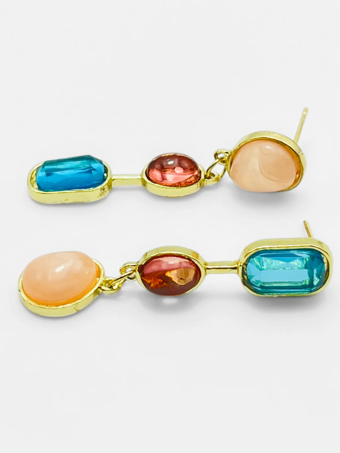 Серьги длинные асимметричные, с камнями, серьги гвоздики, серьги женские