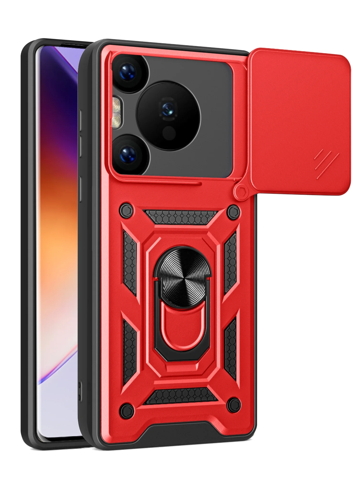 Красный чехол противоударный armors для Huawei Pura 70 Pro / Хуавей Пура 70 Про с защитой камеры