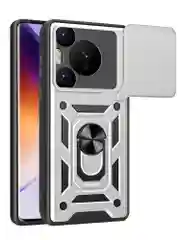 Серебряный чехол противоударный armors для Huawei Pura 70 Pro / Хуавей Пура 70 Про с защитой камеры