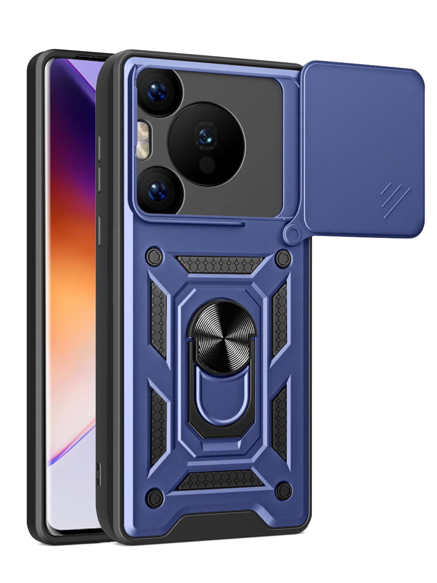 Темно-синий чехол противоударный armors для Huawei Pura 70 Pro / Хуавей Пура 70 Про с защитой камеры