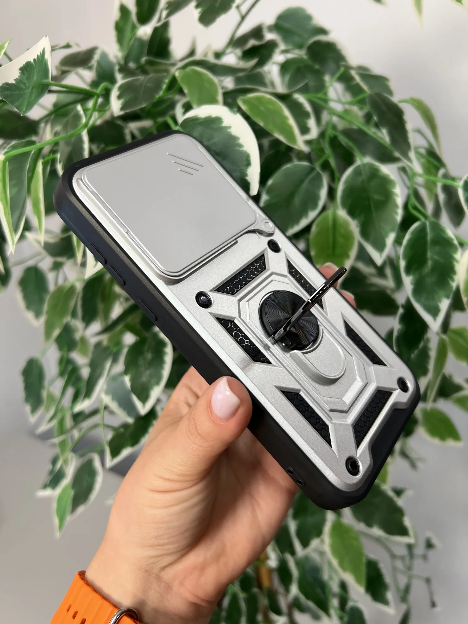 Серебряный чехол противоударный armors для Huawei Pura 70 Pro / Хуавей Пура 70 Про с защитой камеры