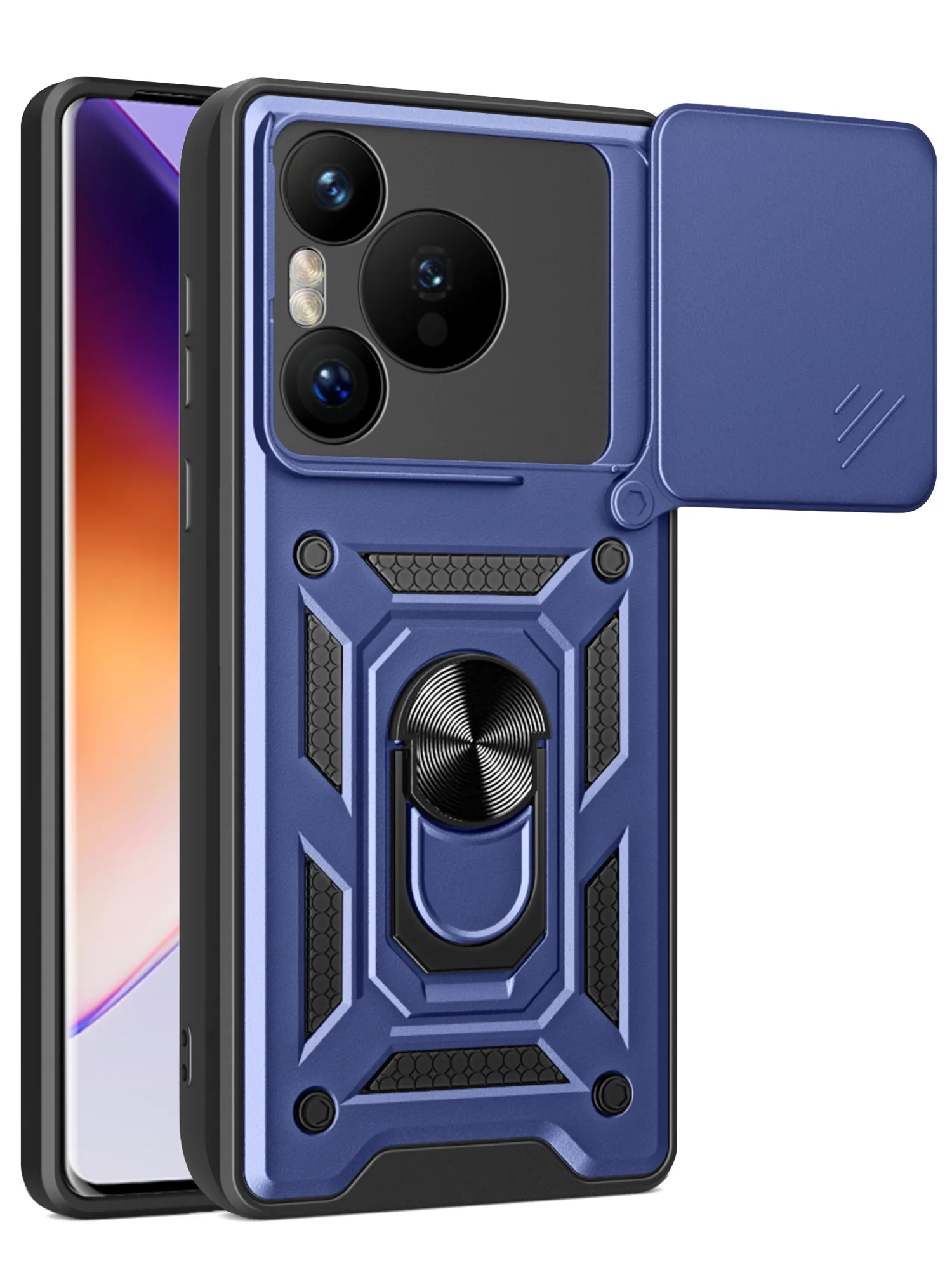 Темно-синий чехол противоударный armors для Huawei Pura 70 / Хуавей Пура 70 с защитой камеры