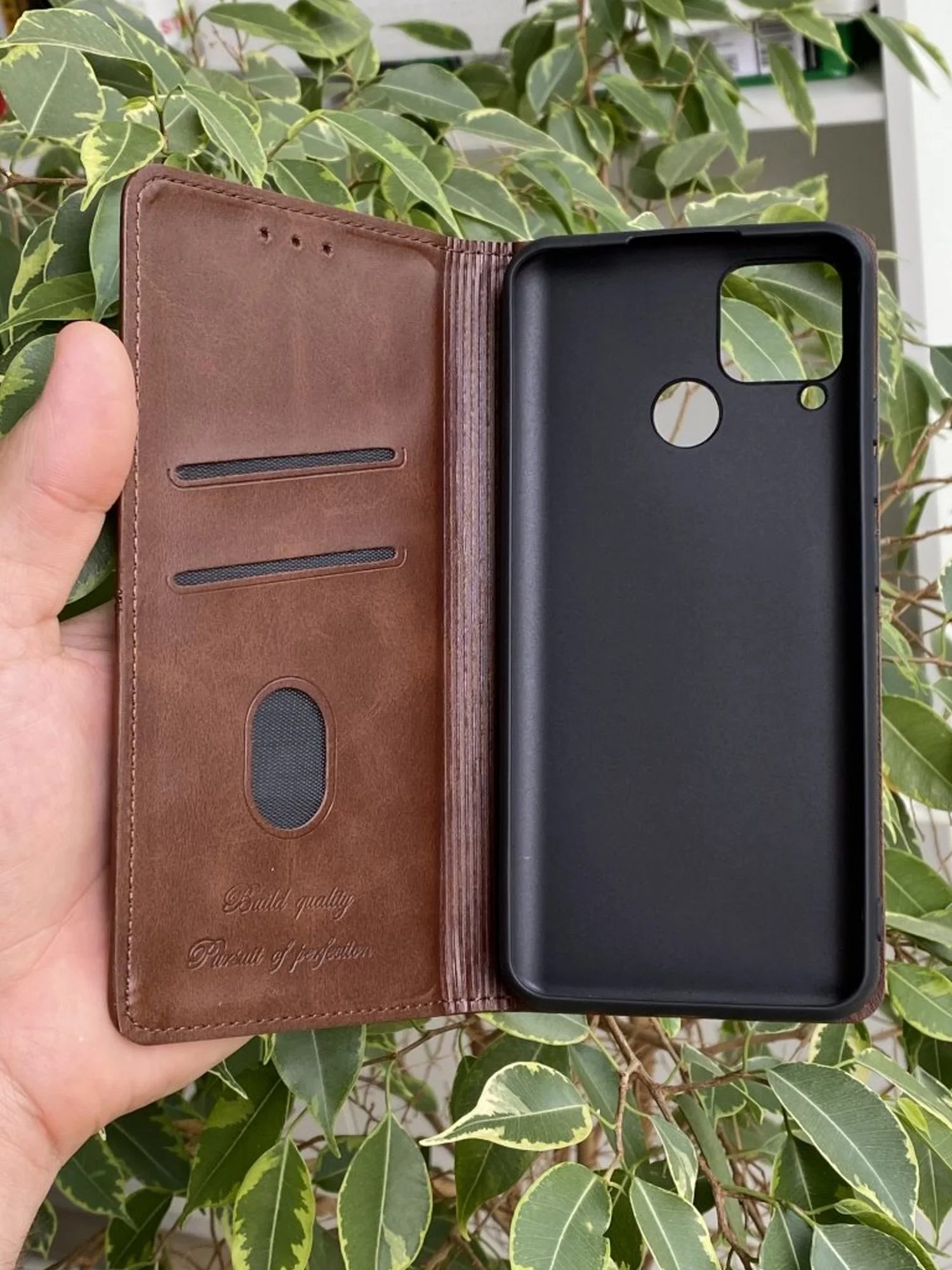 Тёмно-коричневый чехол книжка elitcase для Realme C15 и C25 и C25s / Реалми С15 и С25 и С25s