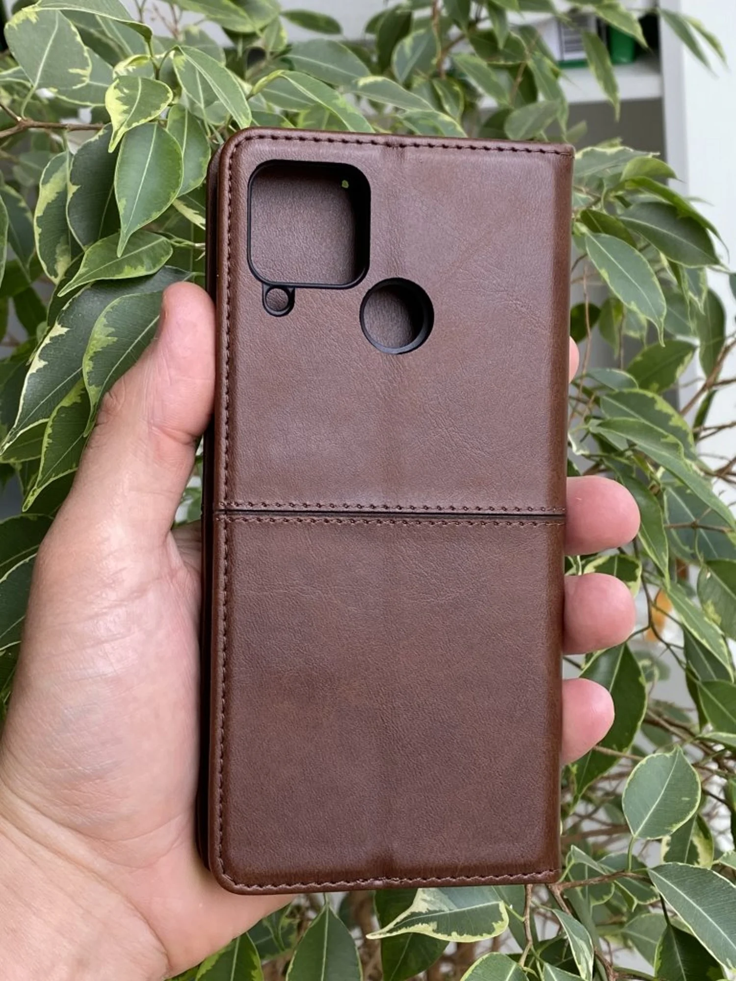 Тёмно-коричневый чехол книжка elitcase для Realme C15 и C25 и C25s / Реалми С15 и С25 и С25s