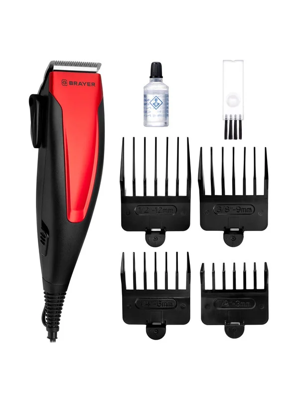 Машинка для стрижки BRAYER BR 3431, сетевая, стальные лезвия, 15 Вт
