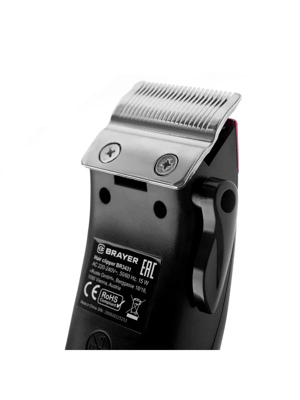 Машинка для стрижки BRAYER BR 3431, сетевая, стальные лезвия, 15 Вт