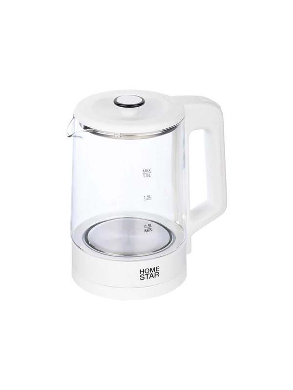Чайник электрический HomeStar HS-1008 1.8 л, стекло, белый