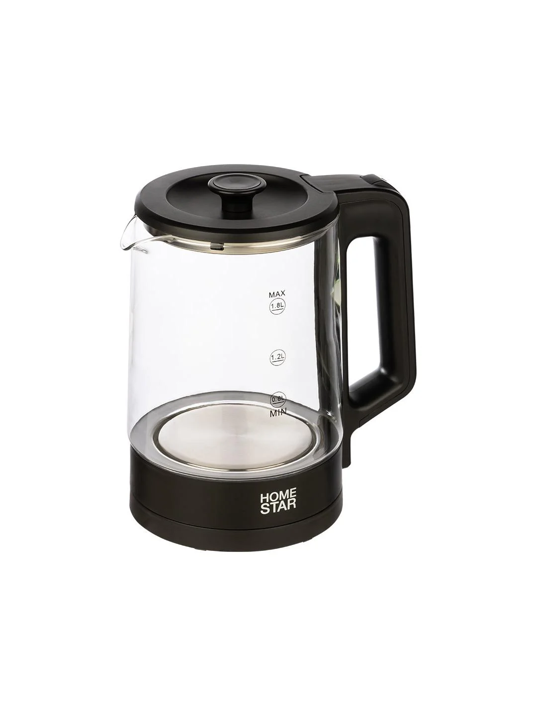 Чайник электрический HomeStar HS-1008 1.8 л, стекло, черный