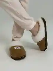 Белый тапочки домашние женские, глубокие, шлепки меховые