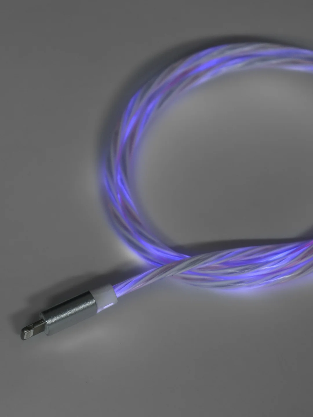 Белый кабель светящийся для мобильных устройств USB - Lightning/micro-USB 2.0