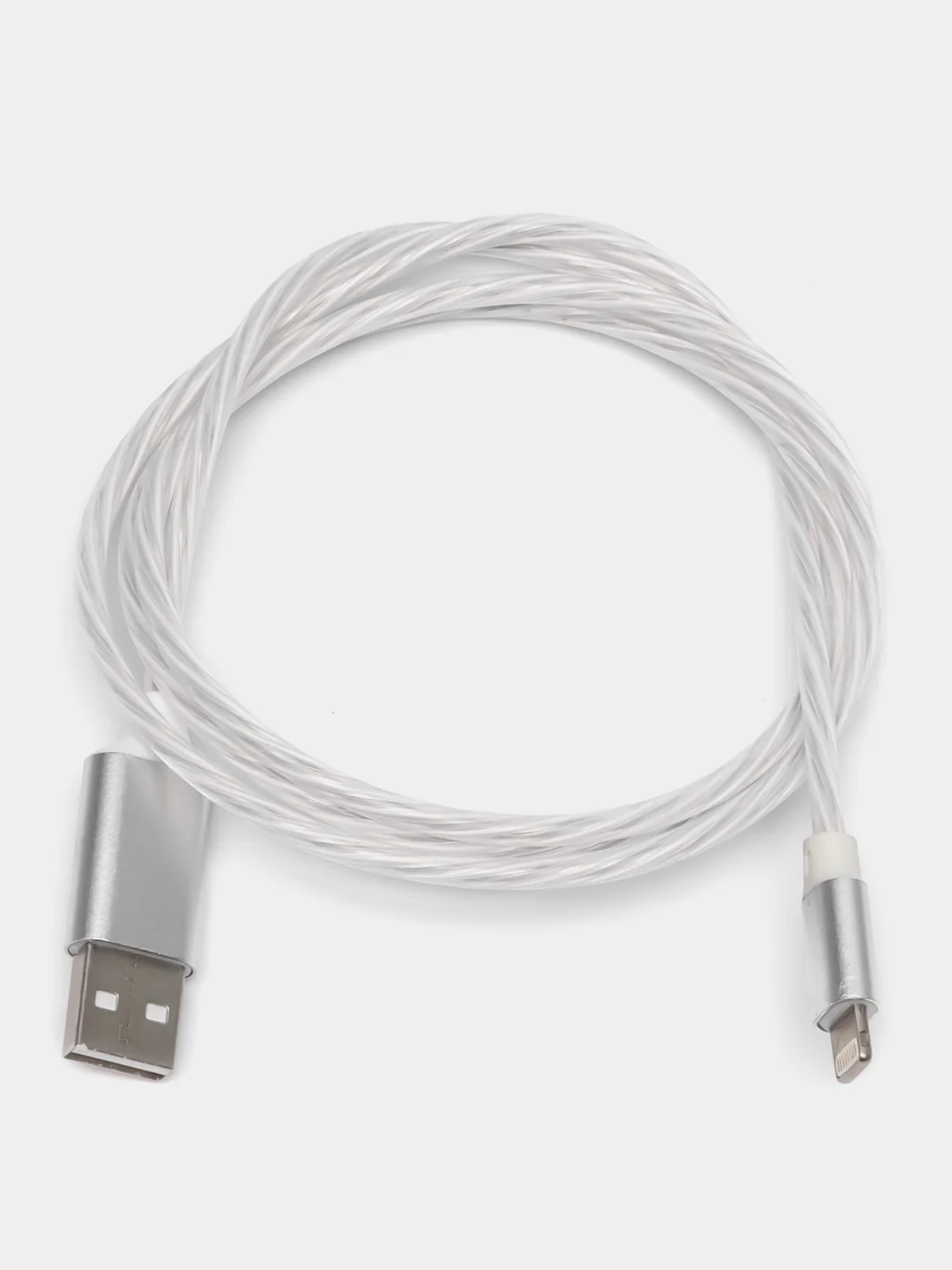 Белый кабель светящийся для мобильных устройств USB - Lightning/micro-USB 2.0