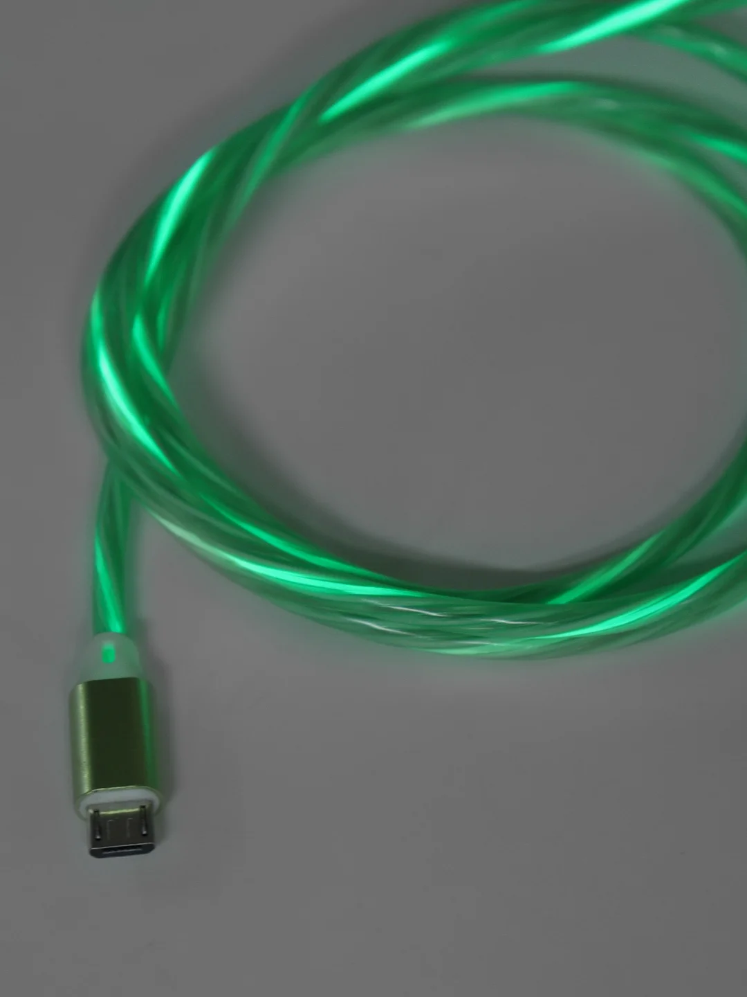 Зеленый кабель светящийся для мобильных устройств USB - Lightning/micro-USB 2.0
