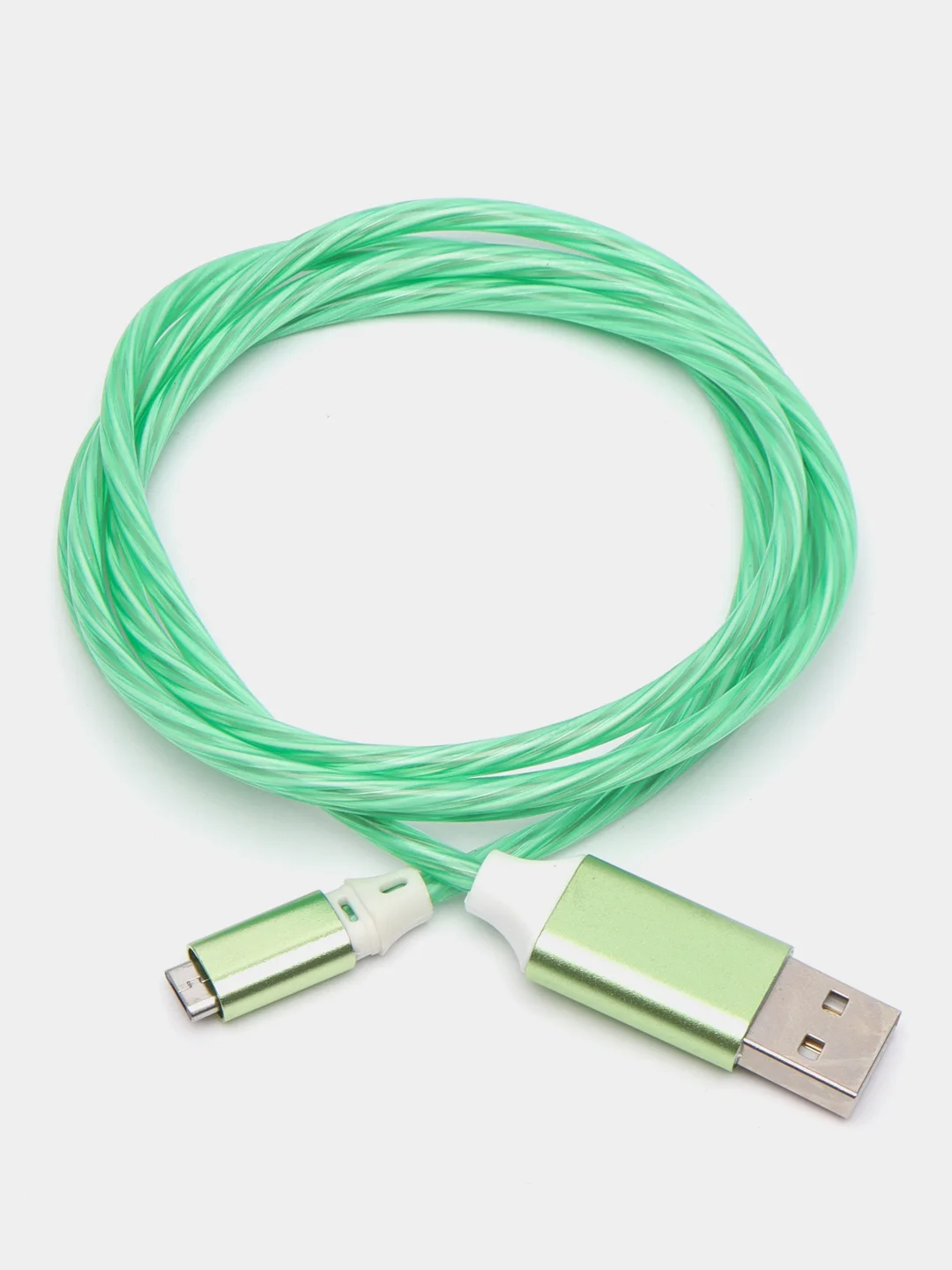 Зеленый кабель светящийся для мобильных устройств USB - Lightning/micro-USB 2.0
