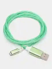 Зеленый кабель светящийся для мобильных устройств USB - Lightning/micro-USB 2.0