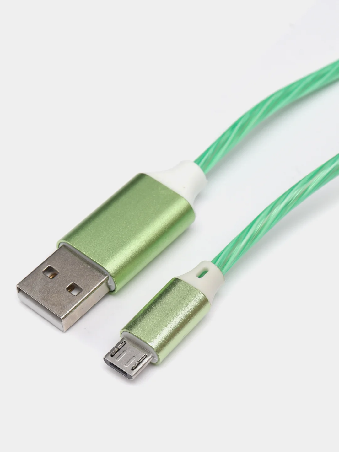 Зеленый кабель светящийся для мобильных устройств USB - Lightning/micro-USB 2.0