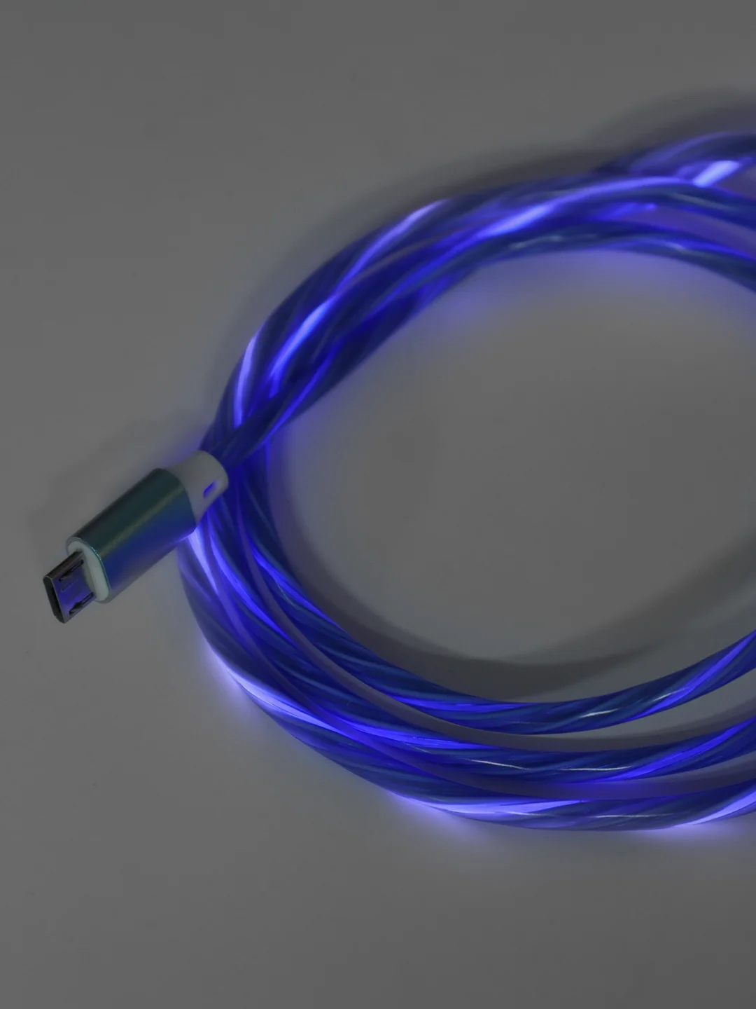 Синий кабель светящийся для мобильных устройств USB - Lightning/micro-USB 2.0