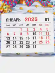 Голубой календарь на 2025 год магнитный, отрывной. Символ года Змея с пожеланиями на Новый год