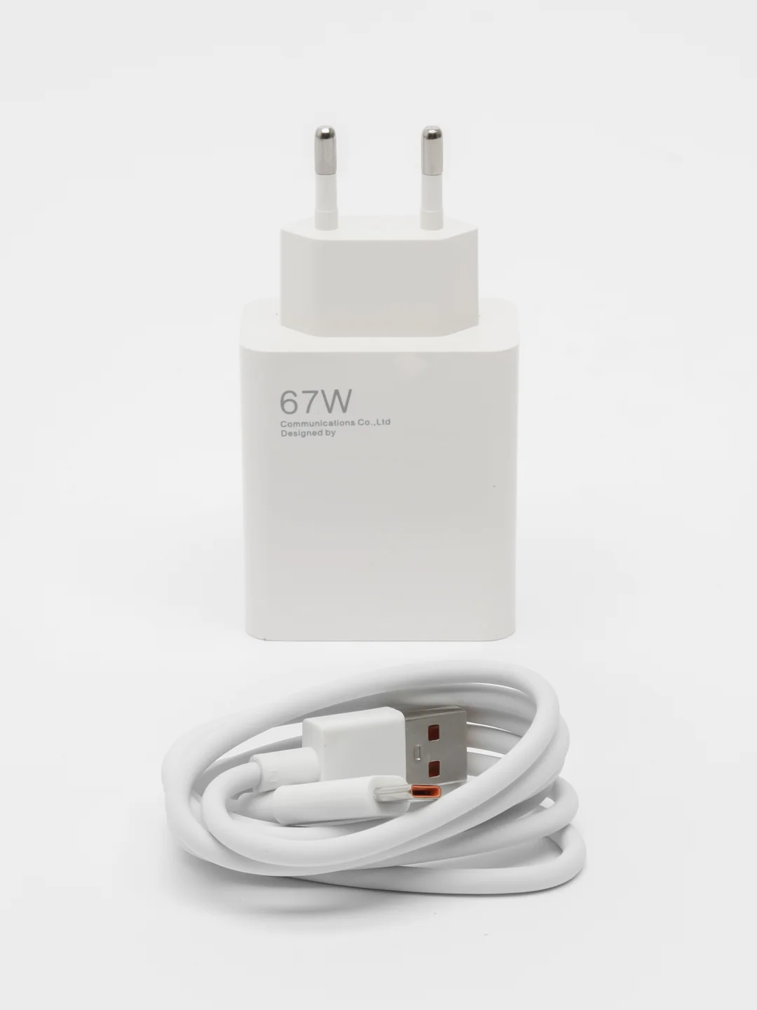 Белый зарядное устройство Quick charge 67w с кабелем usb type-c 6A Адаптер быстрая turbo зарядка