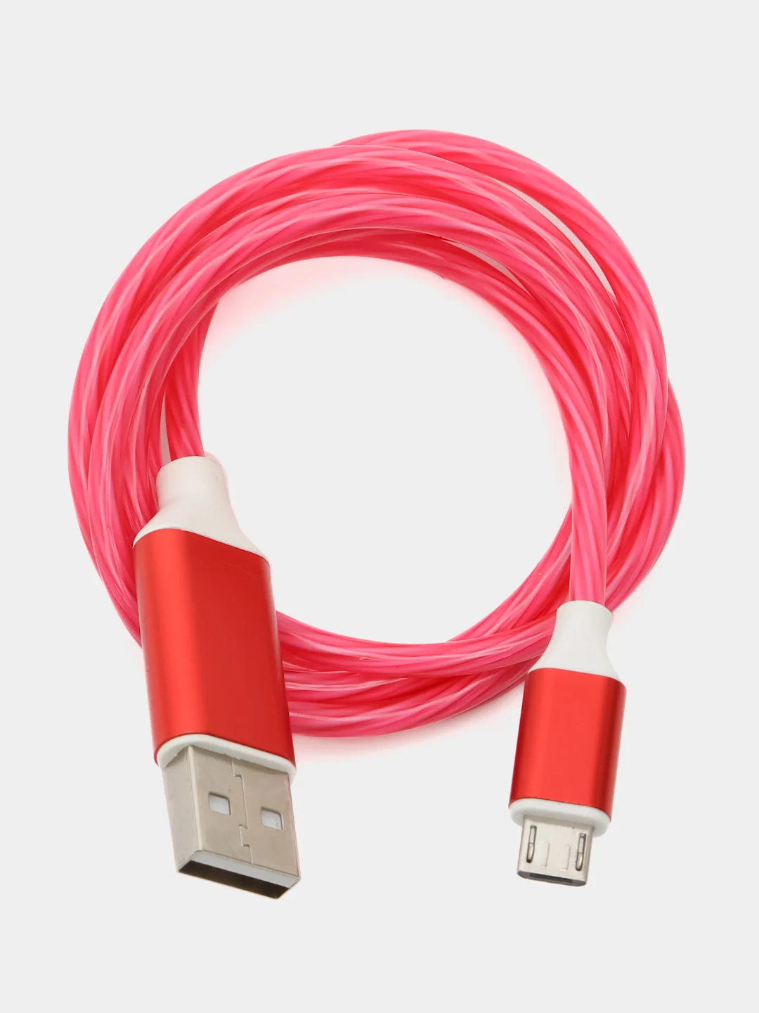 Красный кабель светящийся для мобильных устройств USB - Lightning/micro-USB 2.0