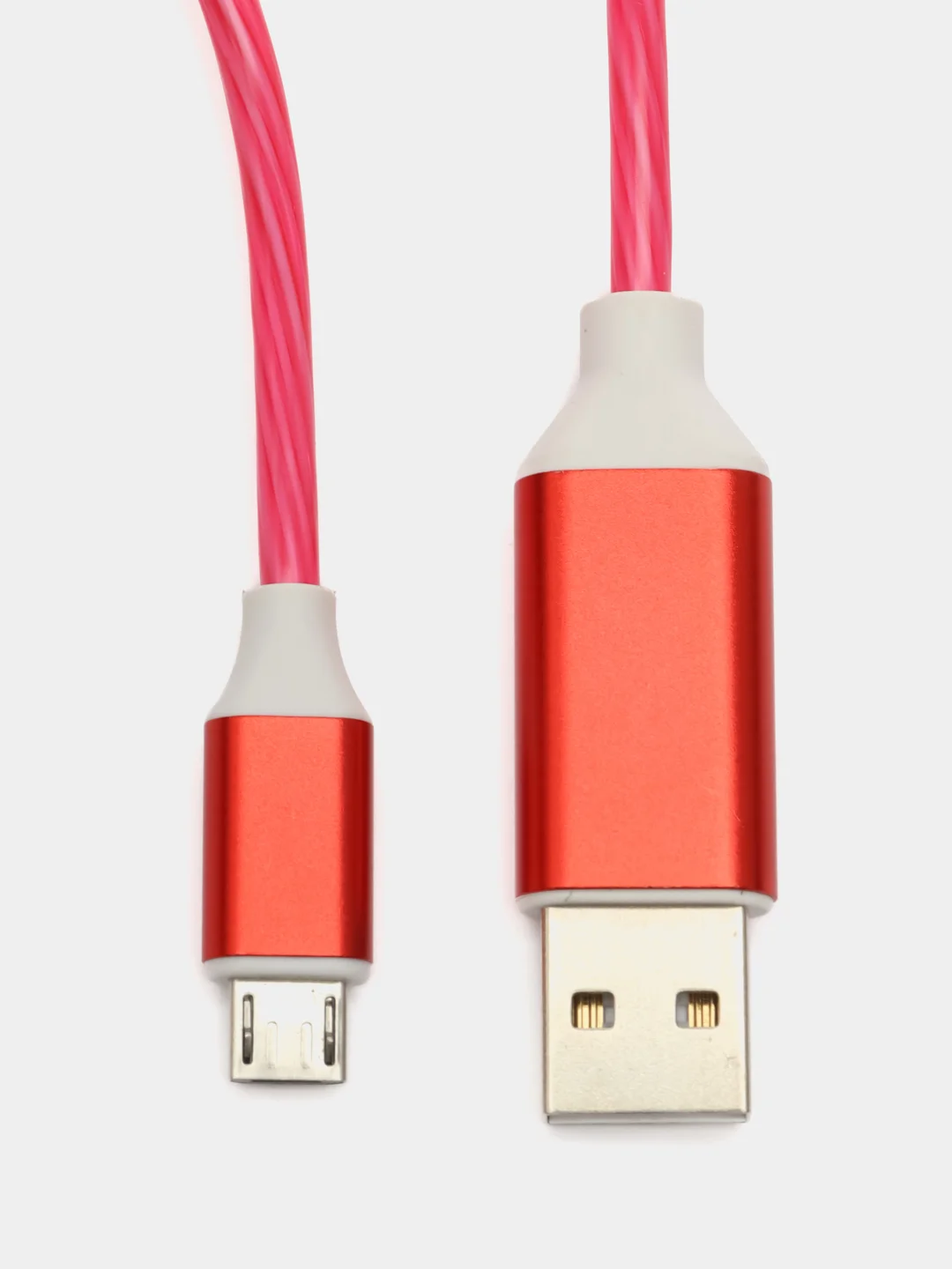 Красный кабель светящийся для мобильных устройств USB - Lightning/micro-USB 2.0