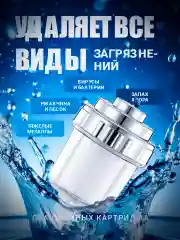 Серебряный корейский фильтр для душа от жесткости и ржавчины