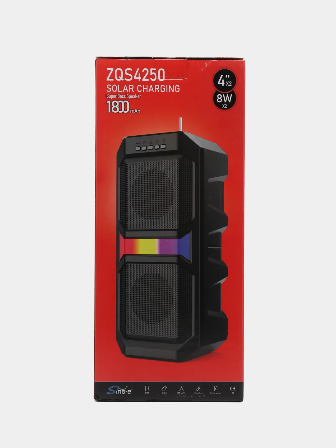 Серый меланж колонка Bluetooth с LED-подсветкой ZQS 16Вт (USB/SD/AUX/FM)