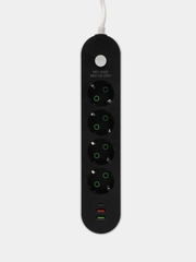 Сетевой фильтр-удлинитель, с USB разъёмами, электрический с заземлением
