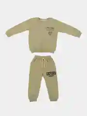 Оливковый детский утипленный костюм на флисе