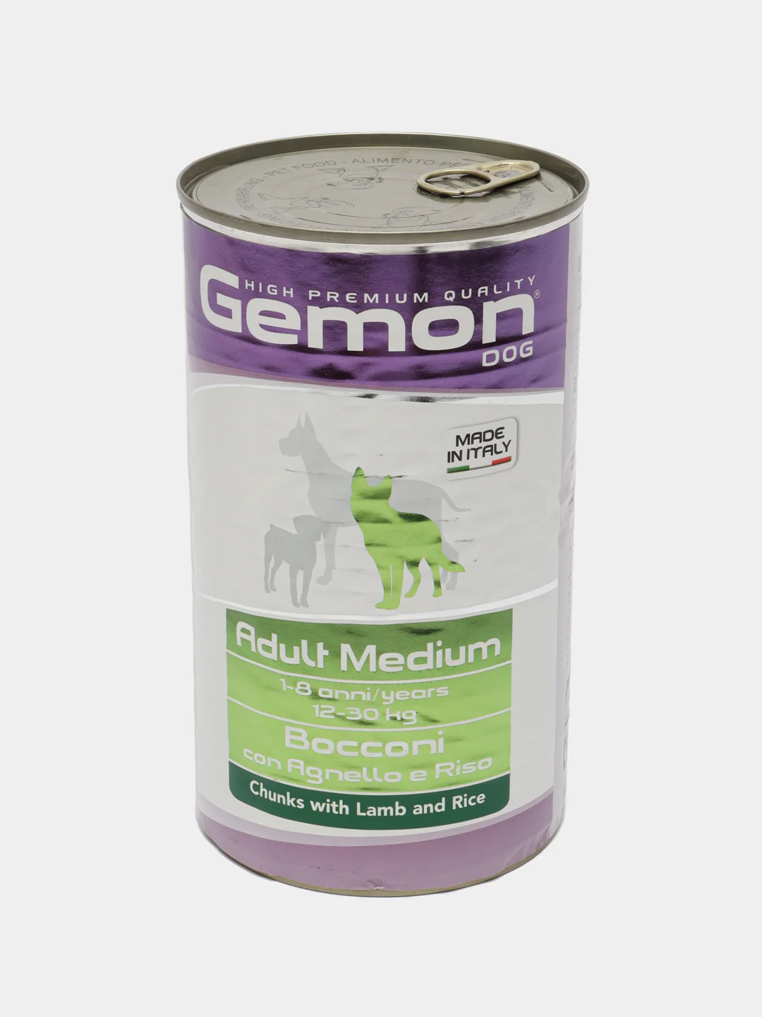 Gemon Dog Medium, консервы с кусочками ягненка и риса, для собак средних пород, 1250 г