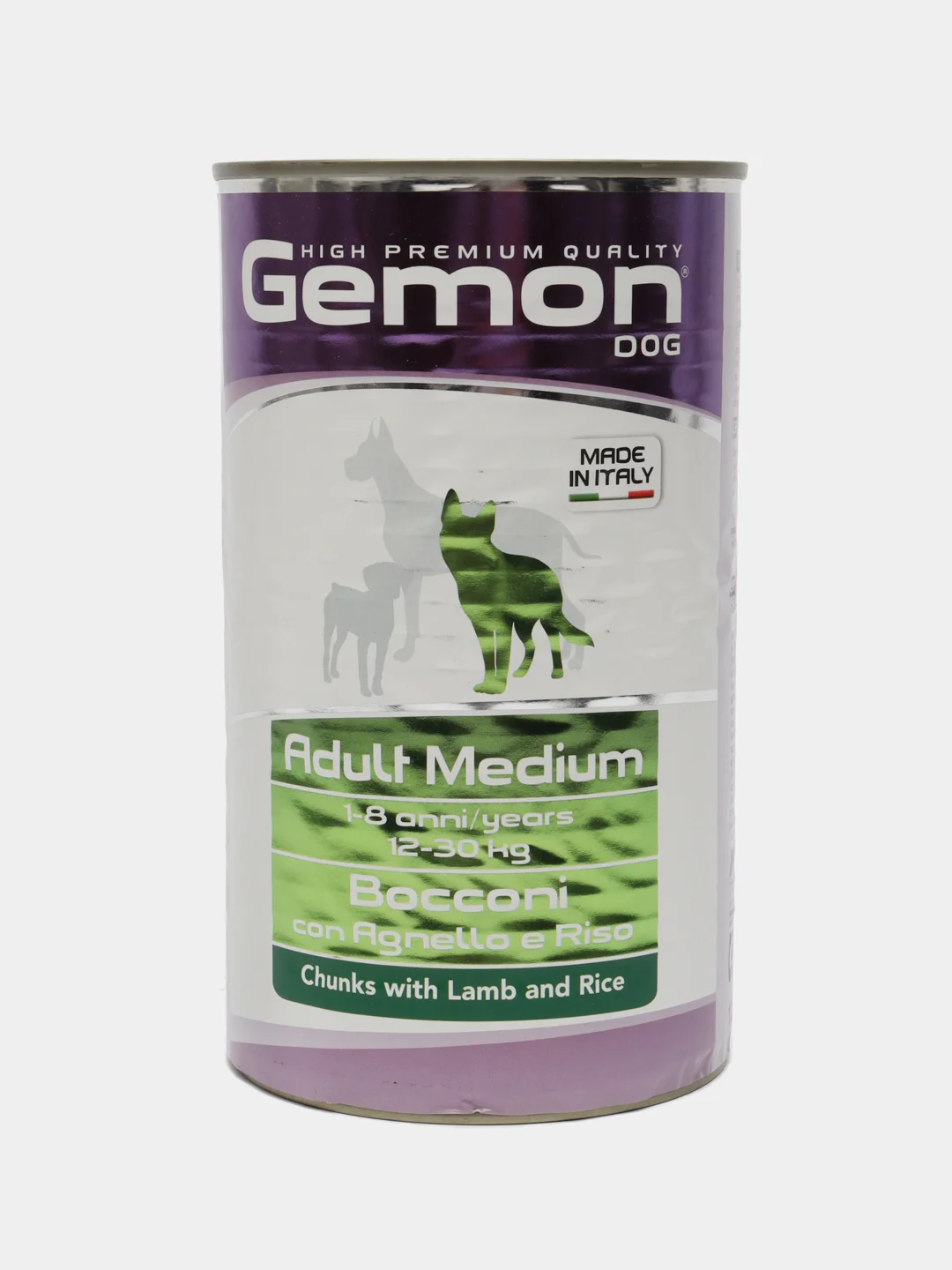 Gemon Dog Medium, консервы с кусочками ягненка и риса, для собак средних пород, 1250 г
