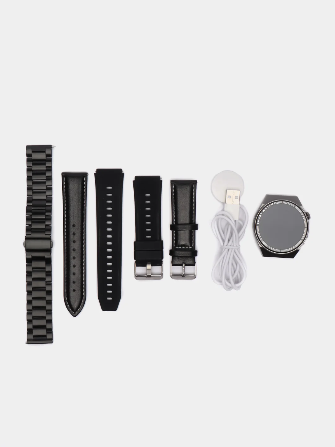 Черный умные часы Smart Watch GT3 Max, круглые, с тремя ремешками
