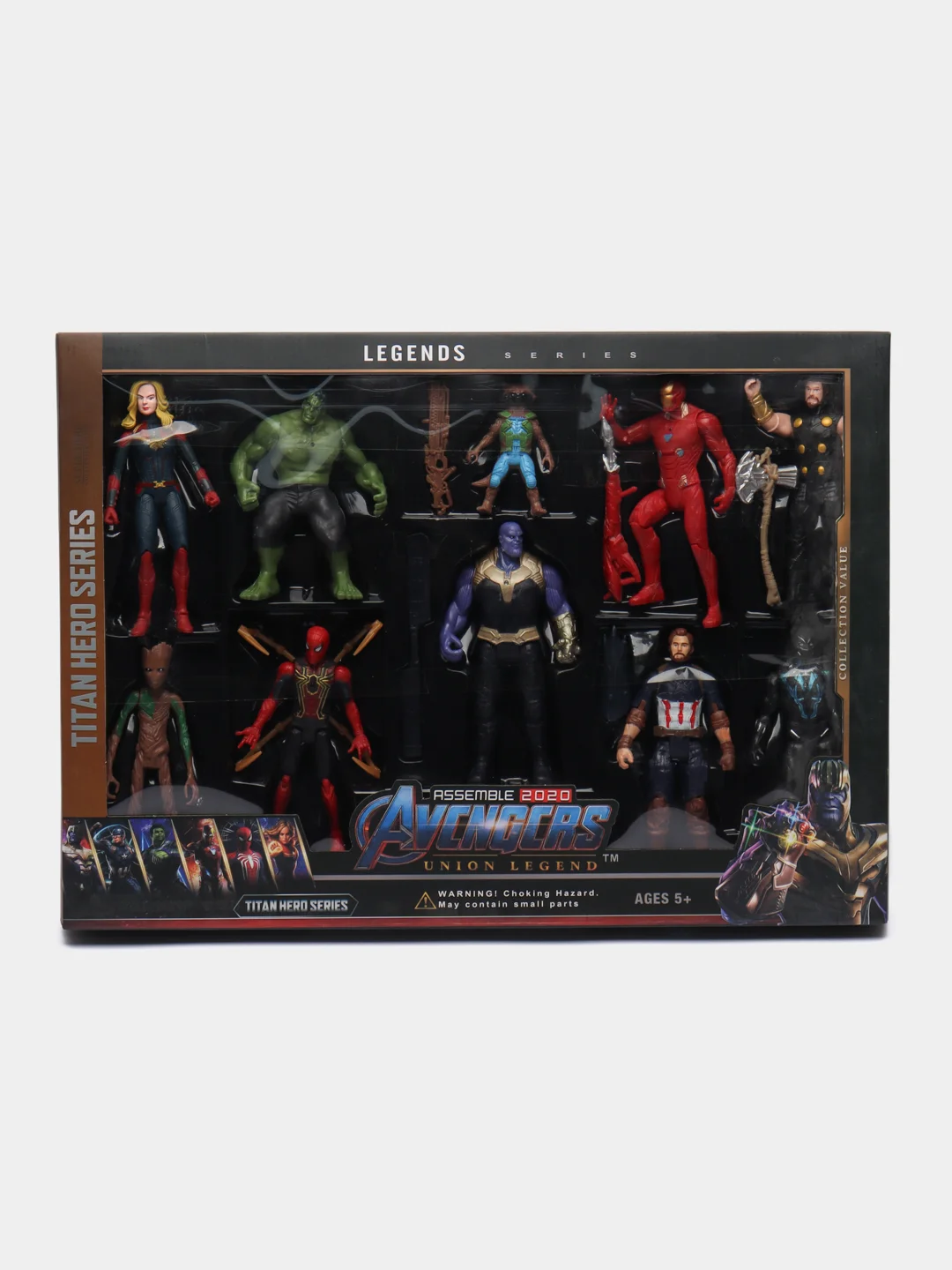 Бежевый интерактивная игрушка-сувенир Avengers (Мстители) Union Legend:Халк, Грут и Енот, танос