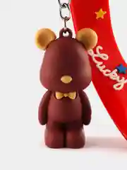 Тёмно-бордовый силиконовый брелок "Медведь, мишка"