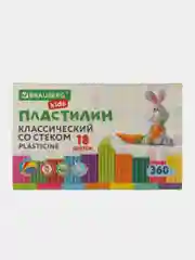 Пластилин набор 2 штуки по 18 цветов, классический, 720 грамм, 2 стека, Brauberg Kids