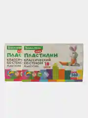 Пластилин набор 2 штуки по 18 цветов, классический, 720 грамм, 2 стека, Brauberg Kids