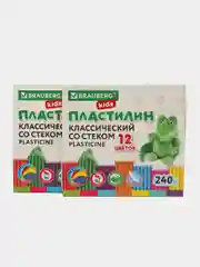 Пластилин набор 2 штуки по 12 цветов, классический, 480 грамм, 2 стека, Brauberg Kids