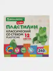 Пластилин набор 2 штуки по 12 цветов, классический, 480 грамм, 2 стека, Brauberg Kids