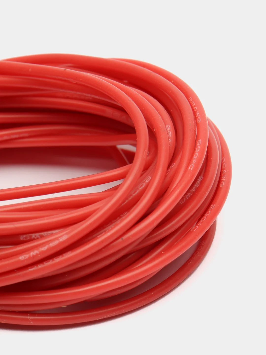 Кабель 26AWG луженая медь 1*0.1мм красный (термостойкий силикон 30 жил) (отрезок 5 метров)