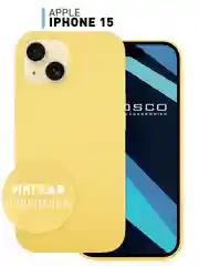 Зеленый чехол для Apple iPhone 15 силиконовый ROSCO матовый с микрофиброй, бортиком защитой камер