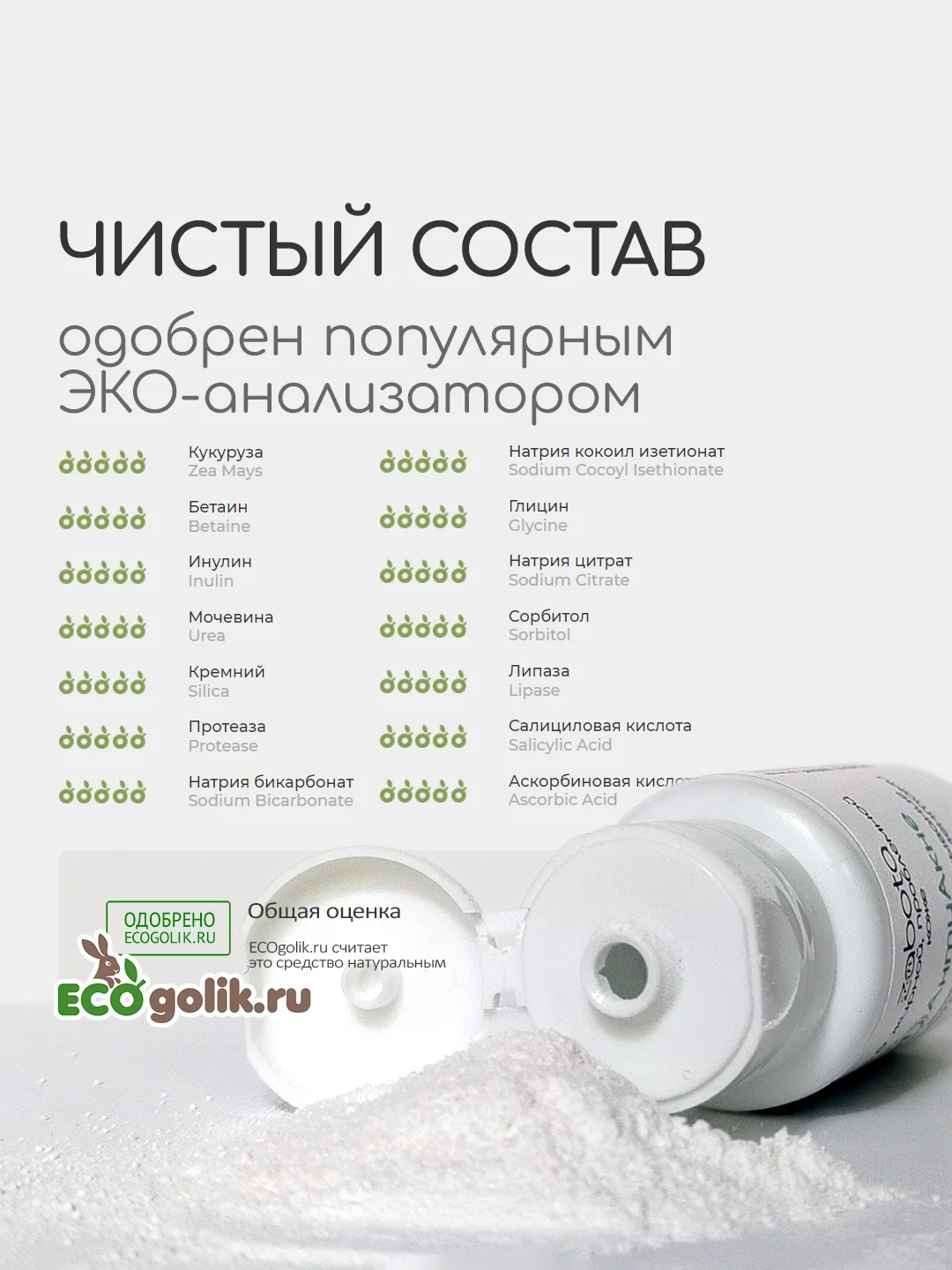 Энзимная пудра для умывания от прыщей, анти акне активные ферменты, craftzabota, 50 мл