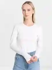 Белый лонгслив женский облегающий, базовый