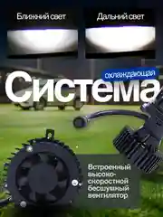 Светодиодные Led лампы с линзой Y7D H4, 50 Вт