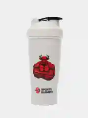 Красный шейкер спортивный для протеина Sports Element с принтом белый, 600 мл, с венчиком